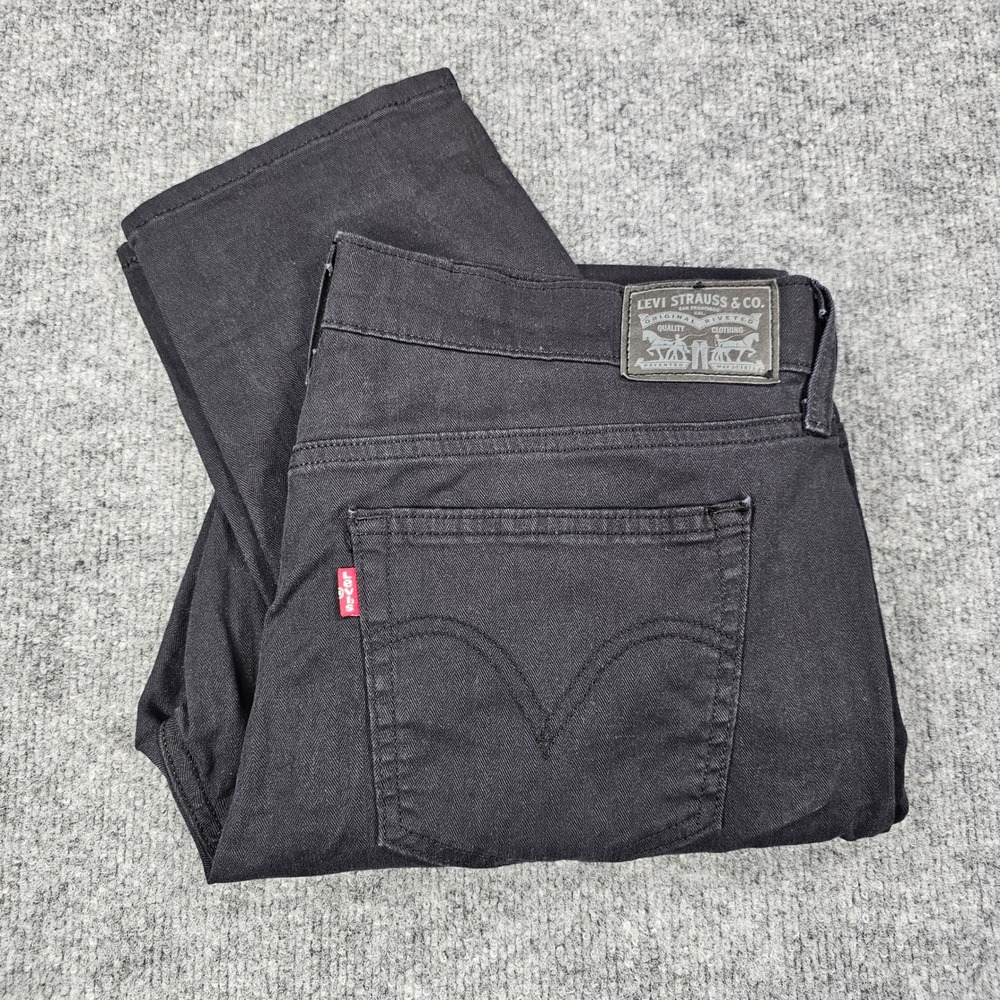 Levi's Boyfriend Mid Rise Jeans Women 31x32 Black Overdye Stretch Denim Tapered
